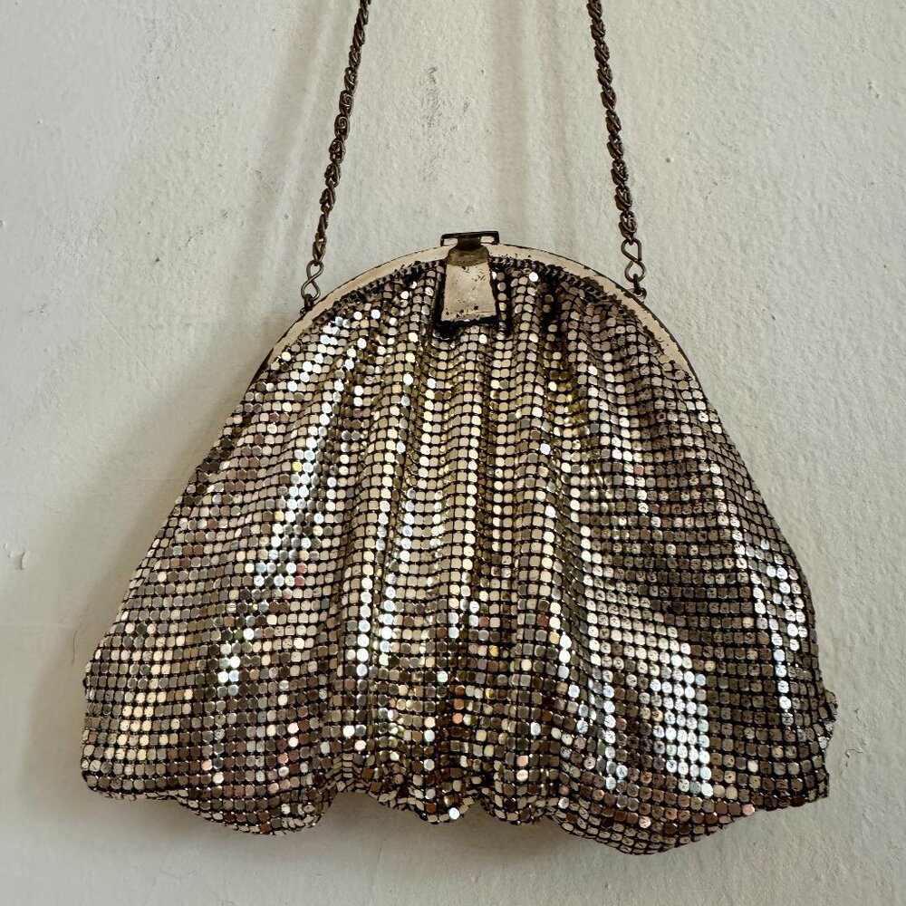 Vintage Silver Metal Mesh Evening Bag Party Purse